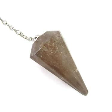 Imagem de Caminho Para Meditação, Pêndulo de Pedra Natural Quartzo Fumê Proteção 4cm
