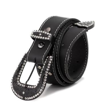 Imagem de Cinto Feminino Country Floral Cravejado Pedraria De Couro - Pampas Cou