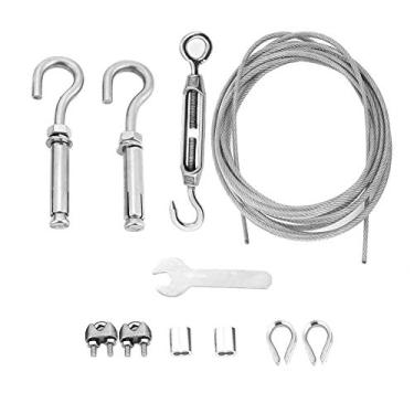 Imagem de Varal Ao Ar Livre, Varal Ao Ar Livre Kit de Trilhos de Cabo de Serviço Pesado Tensionador de Fios de Arame de Corda de Corda de Corda de Corda de Corda, Varais (Pacote 1: 2 metros de cabo de aço)