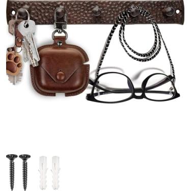 Imagem de Comfify Porta-chaves decorativo de ferro fundido montado na parede - Chave vintage com 5 ganchos - Montado na parede - Gancho de ferro fundido rústico - com parafusos e âncoras incluídos