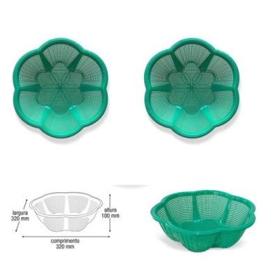 Imagem de Kit 2 Cesto Fruteira De Centro De Mesa Cor Verde Plástico - Arqplast