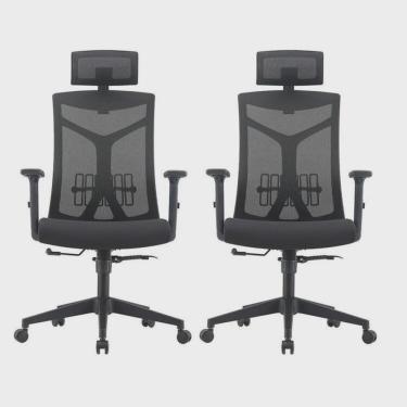 Imagem de Kit 2 Cadeiras Escritório Presidente NR17 Office Lugano Preto Preto