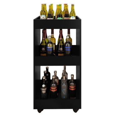 Imagem de Adega Bar Multiuso com Rodízios L03 Seul Mpozenato preto