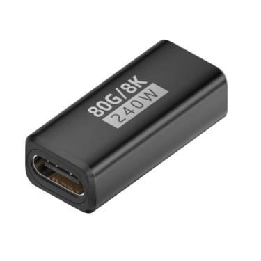 Imagem de CY Adaptador de extensão USB5.0 de 80 Gbps feminino para feminino com 240 W, 16 K, 8 K, 5 K, compatível com USB 4.0, Thunderbolt 3/4/5