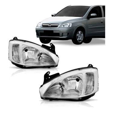 Imagem de Par farol corsa montana 2003 até 2007 máscara cromada foco duplo