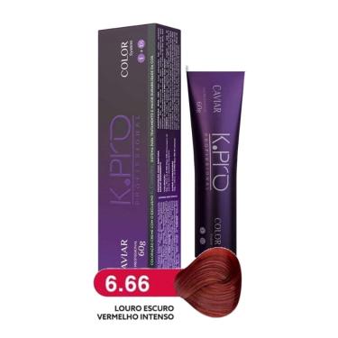 Imagem de Tintura Profissional k.pro Caviar Color 6.66 Loiro Escuro Vermelho Intenso 60g