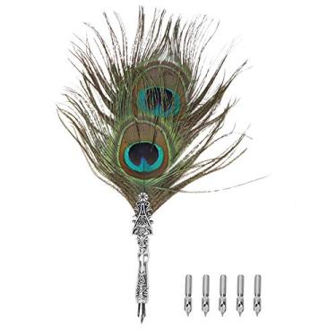 Imagem de Caneta Tinteiro Clássica Vintage de Penas, Caligrafia, Caneta Dip, Escrita Suave e Estrutura Compacta para Decoração de Casa, Presente (18,3 mm / 0,72in)