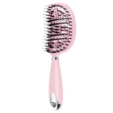 Imagem de Escova de massagem para couro cabeludo para mulheres | Desembaraçar para modelar cacheados | Ferramentas de modelagem de salão de beleza doméstico com design ergonômico (novo rosa)