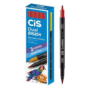 Imagem de Marcador Artístico Aquarelável Dual Brush, CIS, Cereja, Caixa com 10 unidades