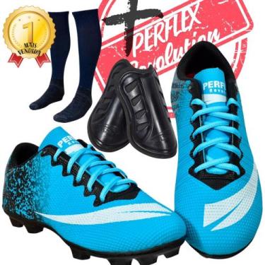 Imagem de Chuteira Campo Adulto Infantil com meião e caneleira Colada e Costurad