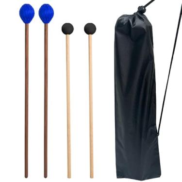 Imagem de VixxNoxx Kit de martelo de tambor – 2 pares de martelo de borracha e fio com bolsa de baquetas, acessórios de instrumento de percussão para tambor de aço, marimba, baixo, pratos, glockenspiel,
