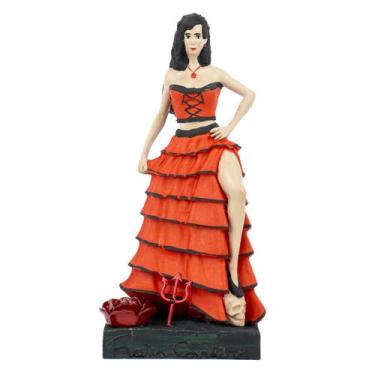 Imagem de Escultura Pomba Gira Rosa Caveira Vermelha e Preta 24 cm - Lua Mística