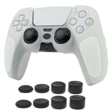 Imagem de Capa de controle transparente espessa compatível com controle PS5/Playstation 5, capa protetora RALAN com alça de polegar personalizada