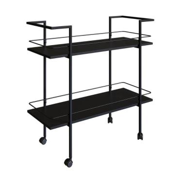 Imagem de Carrinho Bar Industrial com 2 Prateleiras P1036 Preto
