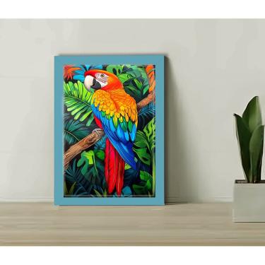 Imagem de Quadro Decorativo Arara Macau + Vidro 33x25 Sala Quarto