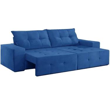 Imagem de Sofá Espanha 2 Lugares Retrátil 150cm Tecido Suede Cor Azul