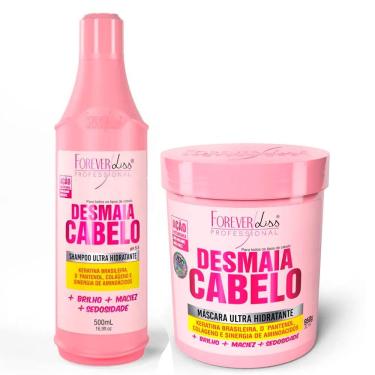 Imagem de Kit Desmaia Cabelo Shampoo 500ml e Mascara 950g Forever Liss