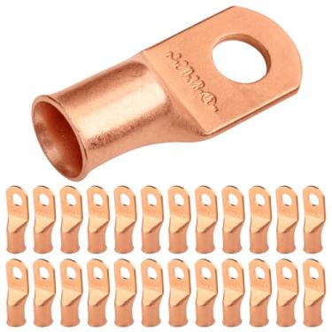 Imagem de Selterm 2/0 AWG 3/8" (25 peças). Enroladores de fio resistentes UL, extremidades do cabo da bateria, ilhós de cobre nu, conectores de terminal de anel tubular [B79]