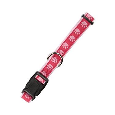 Imagem de Guardian Gear Coleira de nylon com estampa de pata em dois tons, serve para pescoços de 25,4 a 40,6 cm, rosa