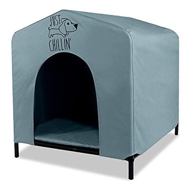 Imagem de Floppy Dawg Casinha de cachorro portátil Just Chillin' Abrigo elevado para uso interno e externo. Feito de tecido Oxford respirável resistente à água. Fácil de montar e leve. 83 cm C x 73 cm L x 81 cm A