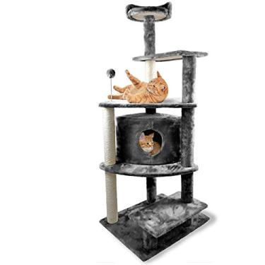 Imagem de Furhaven Móveis para animais de estimação para gatos e gatinhos – Torre de árvore de gato resistente com brinquedos e condomínio, plataforma para parquinho, cinza