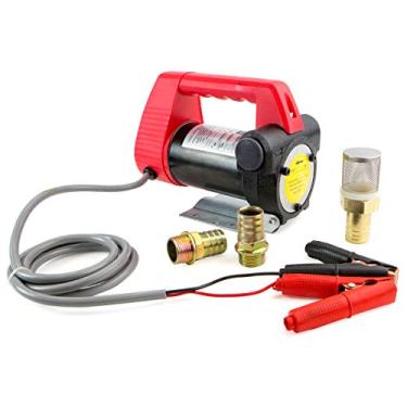 Imagem de STKUSA Bomba de transferência de combustível elétrico CC portátil comercial Stark 12V óleo diesel extrator de transferência de combustível bomba do motor auto autoescorvante, vermelho/preto