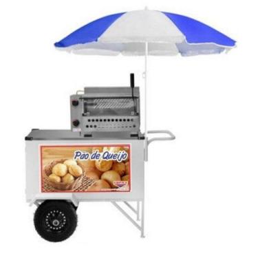 Imagem de Carrinho de Pão de Queijo com Guarda Sol e Rodas Pneumáticas Cefaz