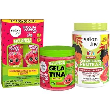 Imagem de Kit Melancia com Shampoo 300ml, Condicionador 200ml, Gelatina 550g e Creme para Pentear 1Kg Kids Salon Line