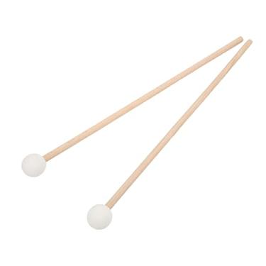Imagem de 2 peças de martelo de xilofone com cabo de bordo com cabeça de borracha para Marimba Glockenspiel Stick - branco e marrom (branco)