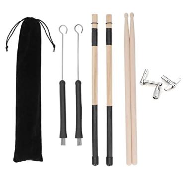 Imagem de Conjunto de escovas de baqueta com escovas de arame retráteis e chaves inglesas para bateria e jazz