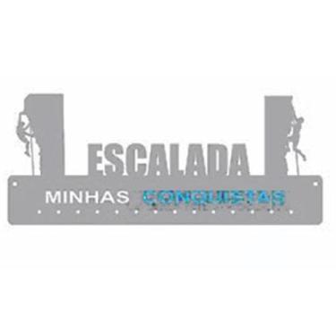 Imagem de Porta Medalhas Branco Escalada Preto Suporte MDF Personalizado Ganchos