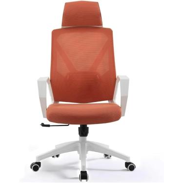 Imagem de Cadeira de malha de malha respirável de ergonomia com travesseiros cadeira executiva de braços e rodas cadeira de computador giratória, laranja