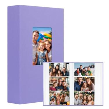 Imagem de Aevdor Álbum De Fotos Com 360 Bolsos, 4X6, Capa Linho Grande Capacidade, Para Guardar Fotos, Álbuns Páginas Sem Ácido E Janela Frontal Família, Casamento, Aniversário Bebê (Roxo)