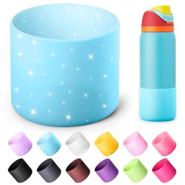 Imagem de Diumepo Bota de silicone para garrafa Owala de 946 ml, capa protetora antiderrapante para garrafa isolada Owala Twist & FreeSip & Flip, base inferior da bota (azul brilhante)