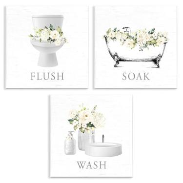 Imagem de Stupell Industries Conjunto de arte de placa de parede de 3 peças para lavagem de imersão com letras e forro, 30,5 x 30,5 cm