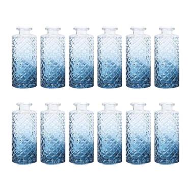 Imagem de XLWLLNJ 12x Vasos de vidro para arranjos florais, mini vasos de flores portáteis, recipientes para plantas, para ambientes internos e externos, estante de, Azul Gradiente
