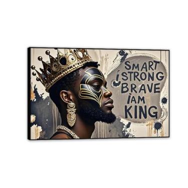 Imagem de Decoração de parede afro-americana arte negra motivacional homem negro presentes de incentivo inspiradores para homens imagem de afirmações positivas 45 x 30 cm (18 x 12 pol) moldura preta