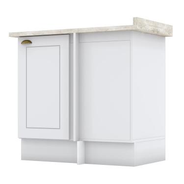 Imagem de Balcão Canto Reto 1 Porta Americana Branco Com Tampo Calcare - Móveis Henn Branco-calcare