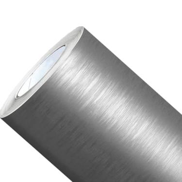 Imagem de Vinil Adesivo Película Prata Escovada Tipo Inox Para Envelopar Geladeira Plotagem Armário Fogão Microondas