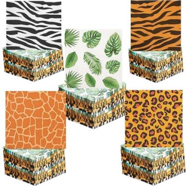 Imagem de 50Pack Jungle Safari Wild Animal Napkins Jungle Safari Wild Animal Party Supplies,Jungle zoo Tropical Cocktail Paper Napkins,for 5 Styles Jungle Safari Themed Baby Shower Jungle Party Decorations