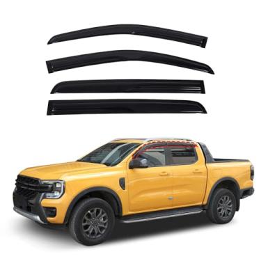 Imagem de Defletores de janela lateral compatíveis com Ford Ranger 2016-2022, protetores de chuva de montagem externa, protetores de chuva extras para janelas de carros, 4 peças