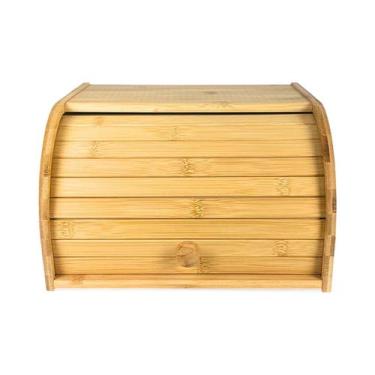 Imagem de Porta Pão Bambu Com Tampa Retrátil Suporte Para Pães 30cm - Hauskraft