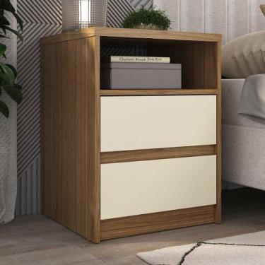 Imagem de Mesa de Cabeceira Quarto 45cm c/ 2 Gavetas e Nicho 100% MDF - Mambel Q