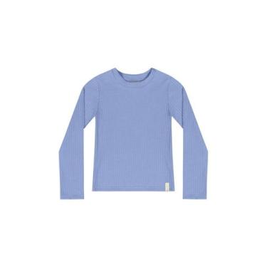 Imagem de Blusa Manga Longa Básica em Ribana Canelada para Menina Quimby, Azul, 