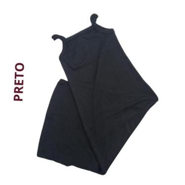 Imagem de Vestido T-shirt Feminino Canelado Manga Longa - Regata - Alça e curto 