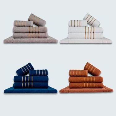 Imagem de Jogo De Toalhas 20 Ps Coleo Montreal 100% Algodo Cz+br+az+mr - Toalhas