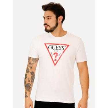Imagem de Camiseta Guess Masculina Grunge Logo Print Branca, M/M
