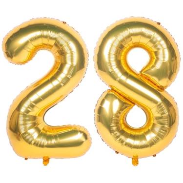 Imagem de CHANGZHONG Balões De 40" Com Números Dourados, Folha Hélio, Mylar, Decoração Para Festa Aniversário E Banquete, 28