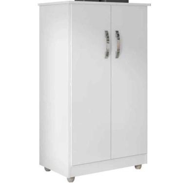 Imagem de Armário Multiutilização Rosa 2 Portas 3 Prateleiras Branco - AJL MÓVEI