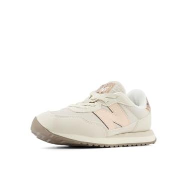 Imagem de New Balance Tênis unissex infantil 237 V1 com cadarço, Tartaruga/Rosa vintage, 3.5 Wide Big Kid